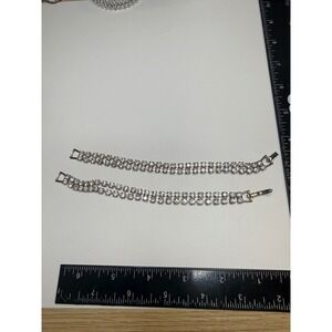 Vintage Weiss Rhinestone Bracelet Set of 2 Silver Tone Clear Crystal Bridal 7in